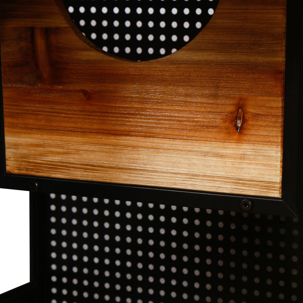 Modern Spacious Cat House with Fir Wood and Iron Frame - Black & Brown