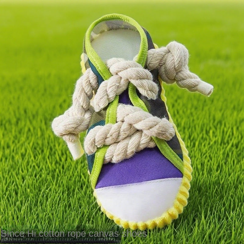 Durable Dog Toy Slippers for Self-Entertainment and Teeth Cleaning with Cotton Rope for Pet Dogs