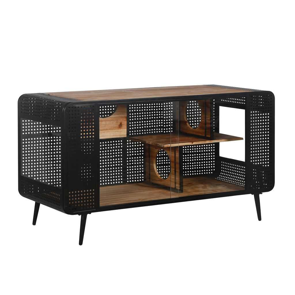 Modern Spacious Cat House with Fir Wood and Iron Frame - Black & Brown