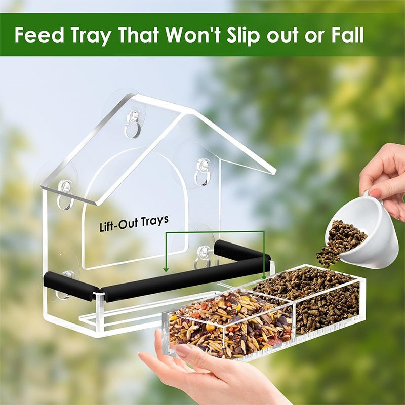 Acrylic Bird Cage Hummingbird Feeder Pet Supplies Transparent Wall-mounted Birds Feeder