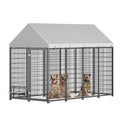 Large Dog Kennel Outdoor Pet Pen with Roof Cover - Iron