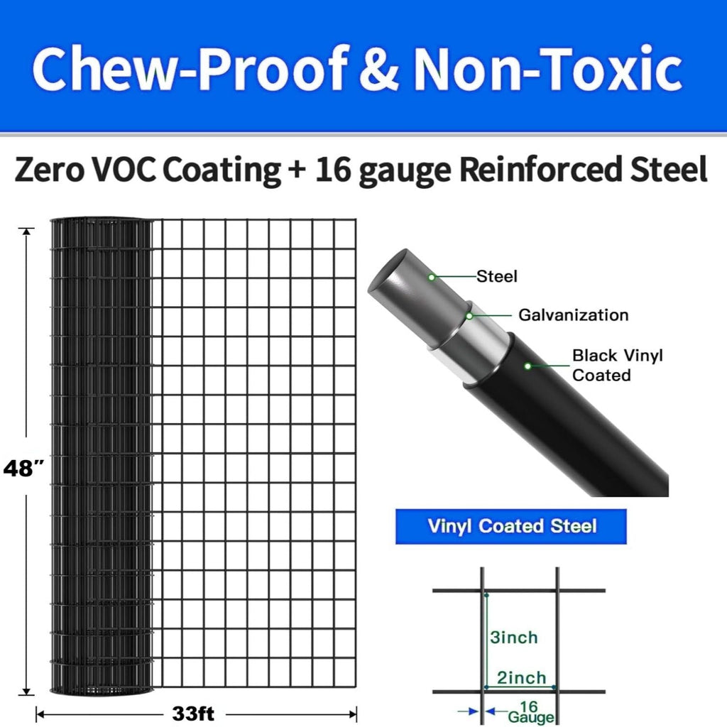 Vinyl-Coated Metal Welded Wire Fence with PVC Coating - Black