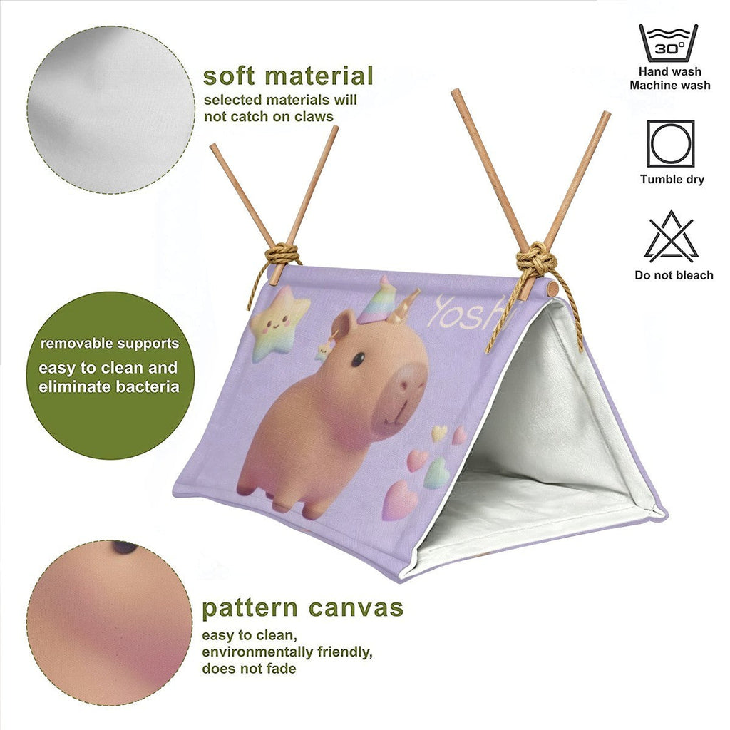 Personalized Capybara Pet Crawl House | Flax | Small Animals