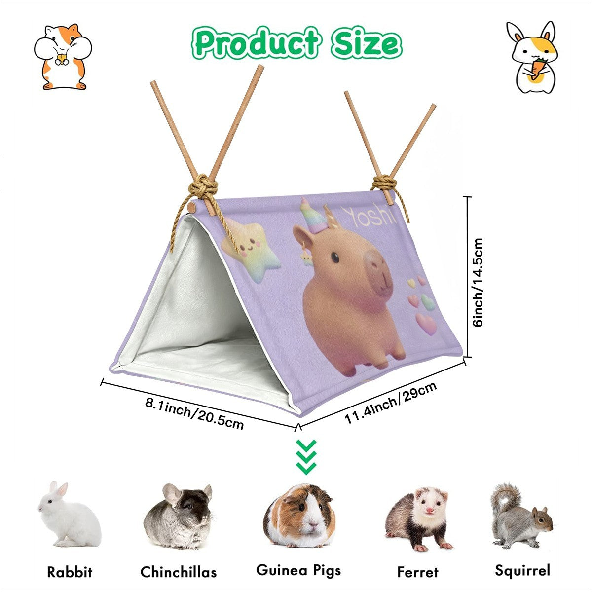 Personalized Capybara Pet Crawl House | Flax | Small Animals