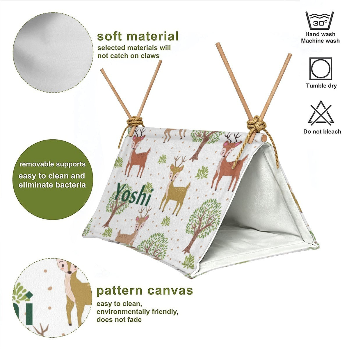 Personalized Reindeer Flax Pet Crawl House for Small Animals
