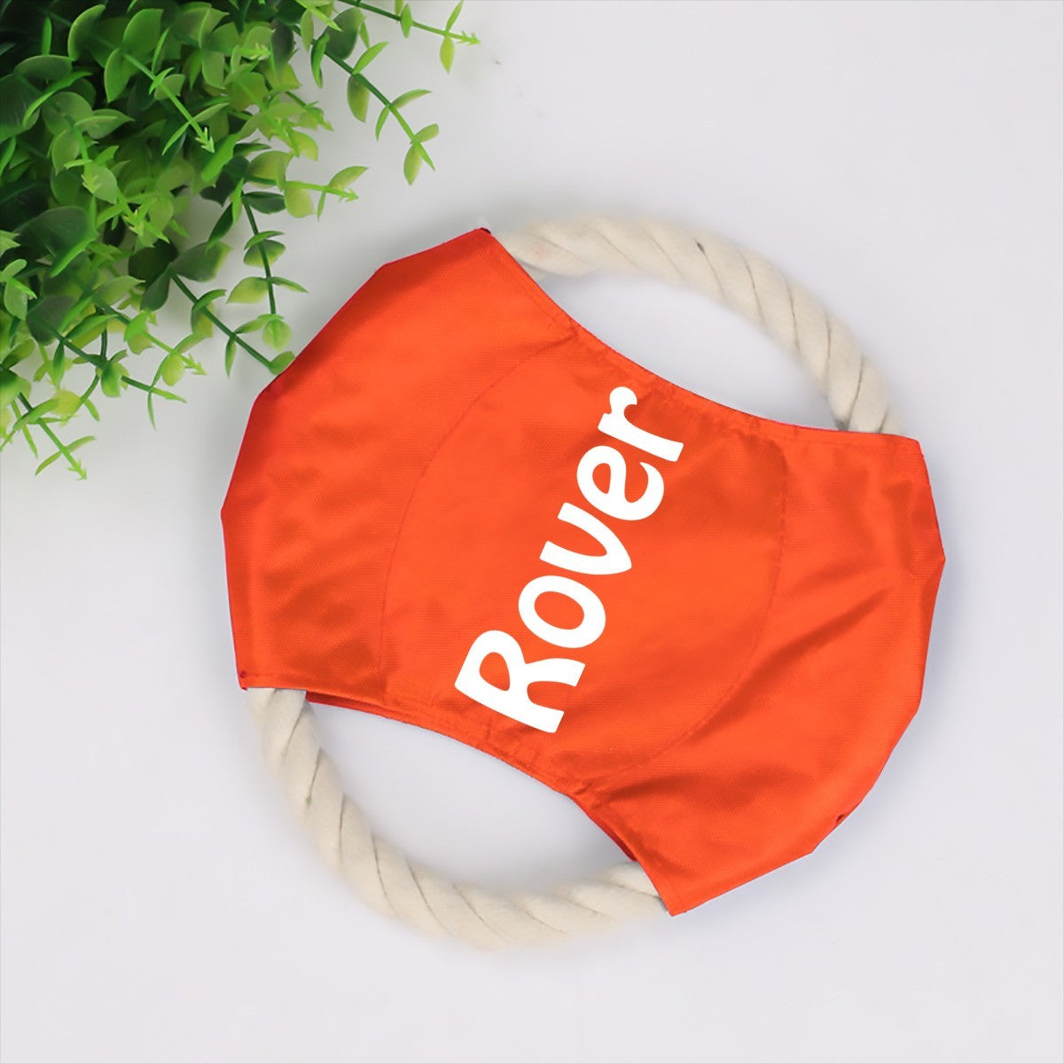 Personalized Name Cotton Rope Flying Disc Dog Toy, Gift for Dog - Blue, Red, Yellow or Orange