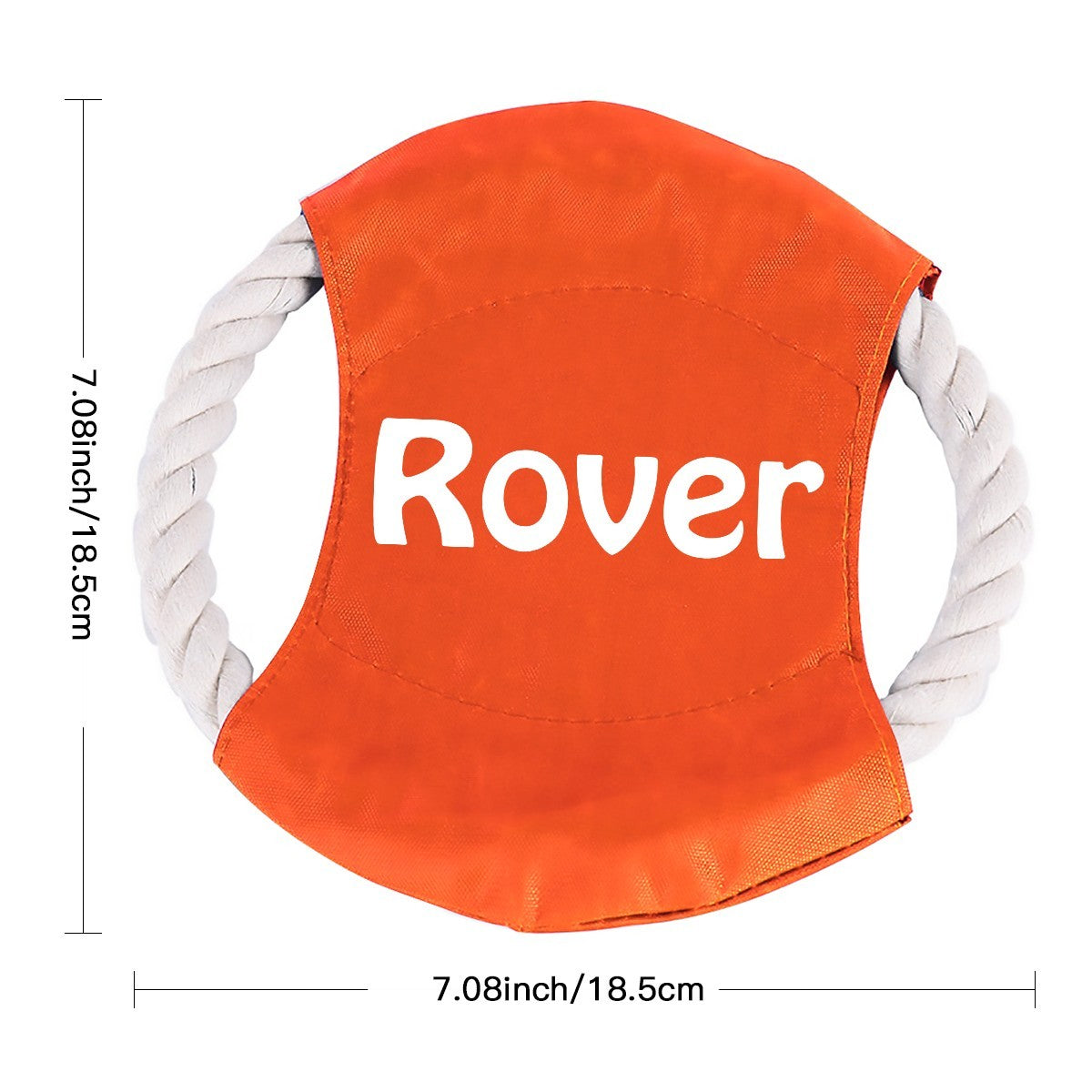 Personalized Name Cotton Rope Flying Disc Dog Toy, Gift for Dog - Blue, Red, Yellow or Orange