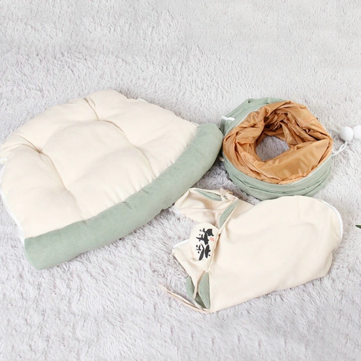 Collapsible Removable Cat Tunnel Tube With Cat Bed Set