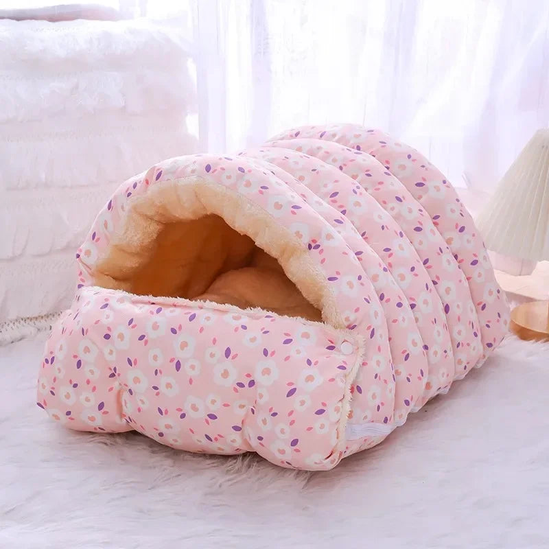 Kawaii Winter Warm Cushion Bed for Cats & Puppies – Soft Breathable Coral Fleece Pet Nest (3 Colors, S–M)
