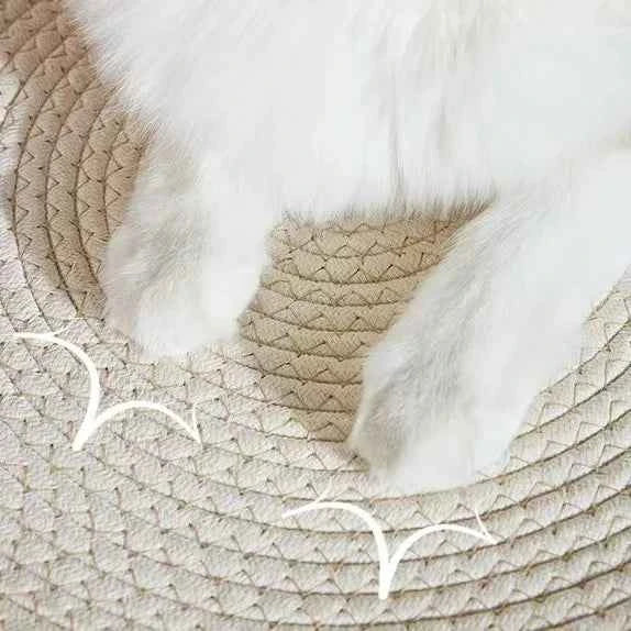Japanese Hand-Woven Rattan Cat Basket – Summer Cooling Round Pet Bed, Cotton Rope, Optional Cushion, 3 Colors & 3 Sizes