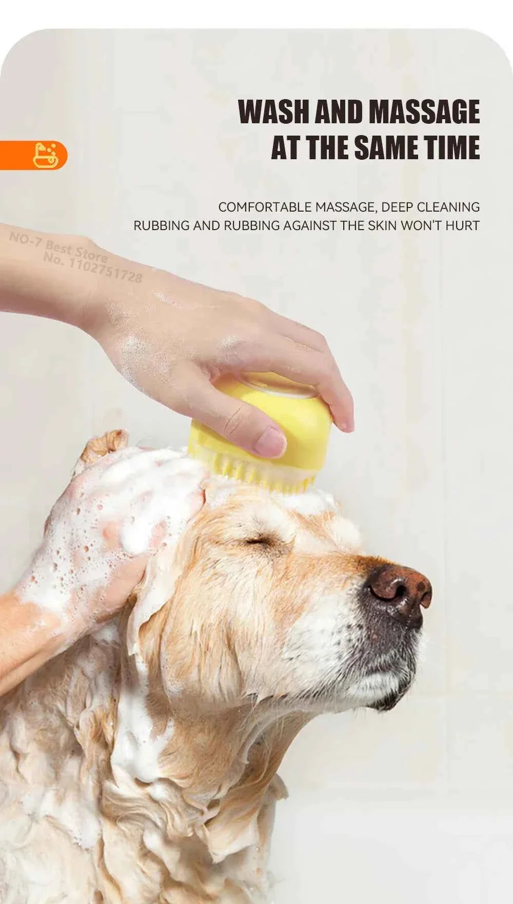 Pet Bathing Brush with Shampoo Dispenser