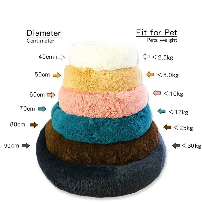 Round Plush Pet Bed for Large & Medium Dogs – Super Soft Cat Bed, Cozy Winter Warm Sleeping House
