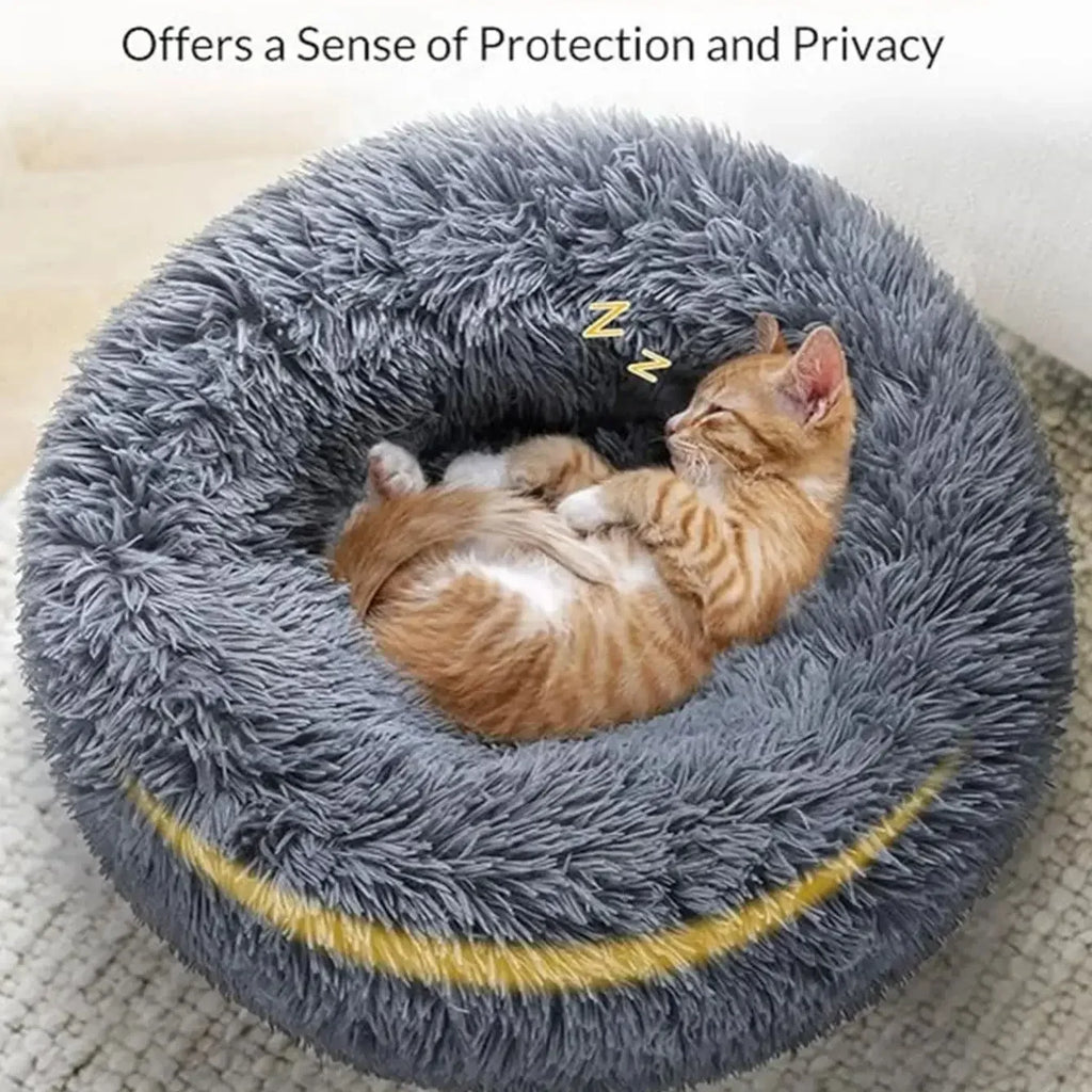 Round Plush Pet Bed for Large & Medium Dogs – Super Soft Cat Bed, Cozy Winter Warm Sleeping House