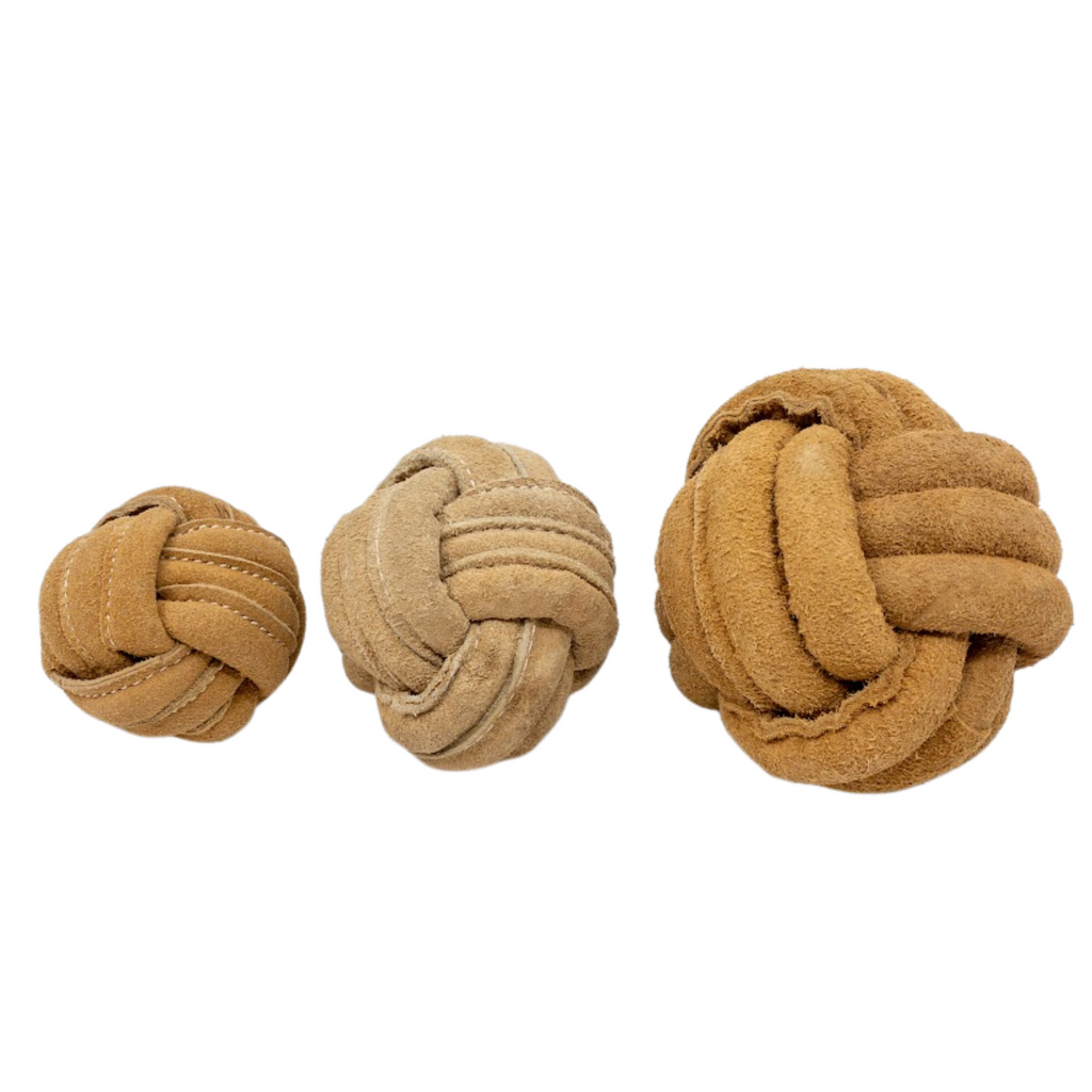 Huggle-Hide® Natural Leather Ball Dog Toy, 2 Pack