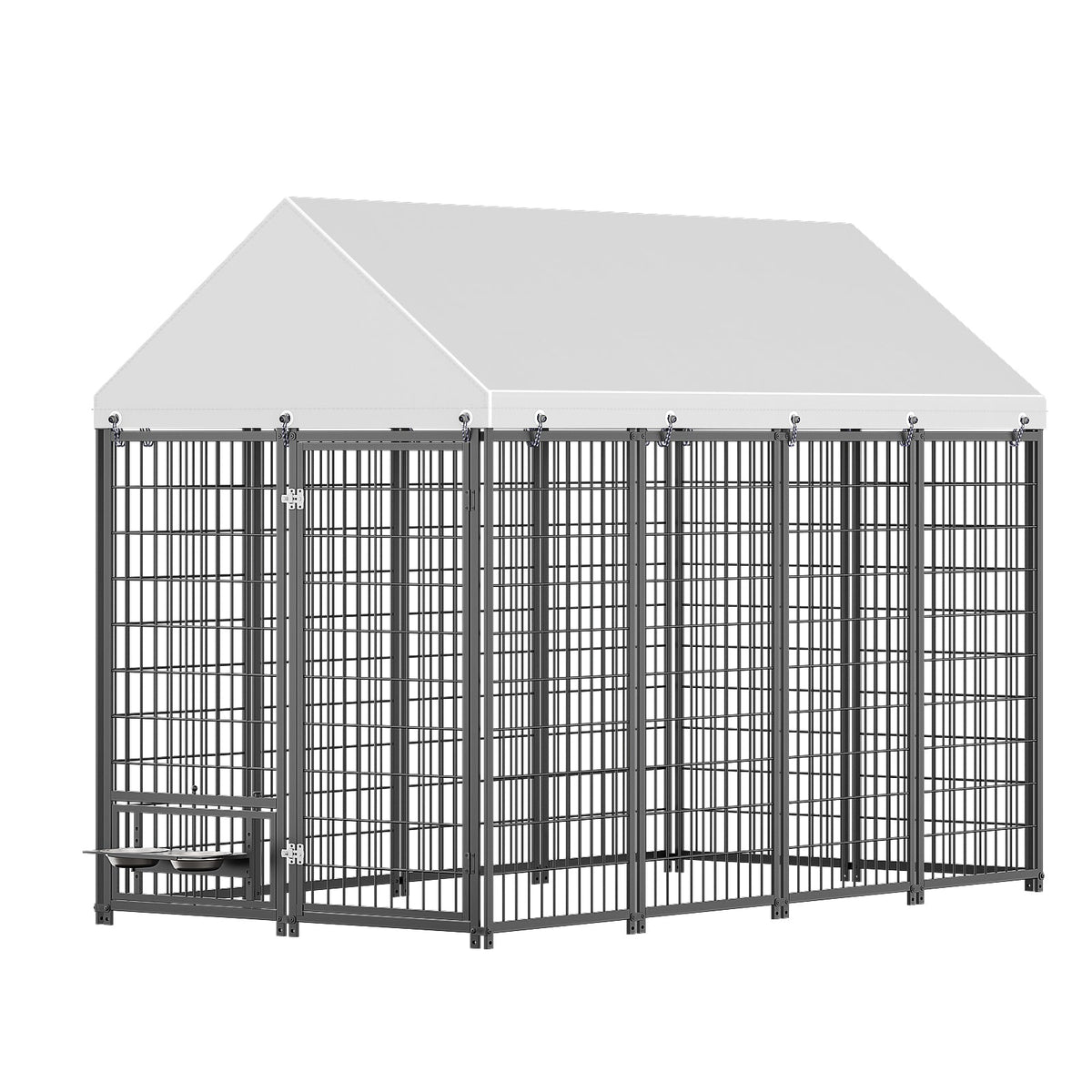 Large Dog Kennel Outdoor Pet Pen with Roof Cover - Iron