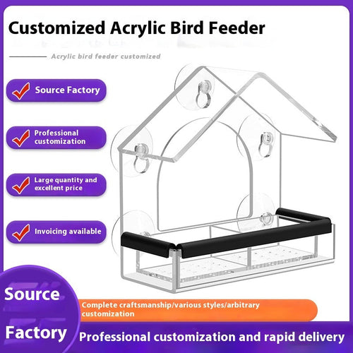 Acrylic Bird Cage Hummingbird Feeder Pet Supplies Transparent Wall-mounted Birds Feeder