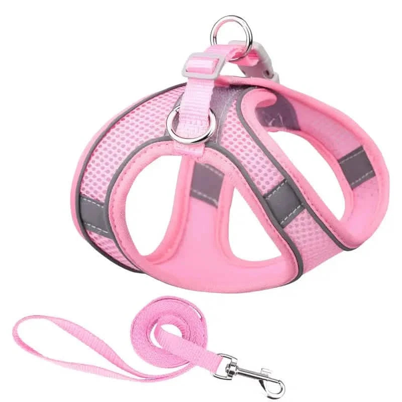 Reflective Dogs Harness with Leash Adjustable Harness Vest Breathable Collars