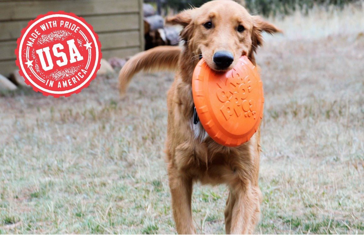 Bottle Top Flyer Rubber Frisbee for Dogs | Orange | Vet Approved | USA Made